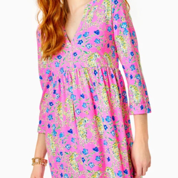 Lilly Pulitzer Loran Dress Prosecco Pink Tigress Garden Size Small - Picture 2 of 15